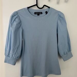 Veronica Beard Light Blue Puff Sleeve Blouse
